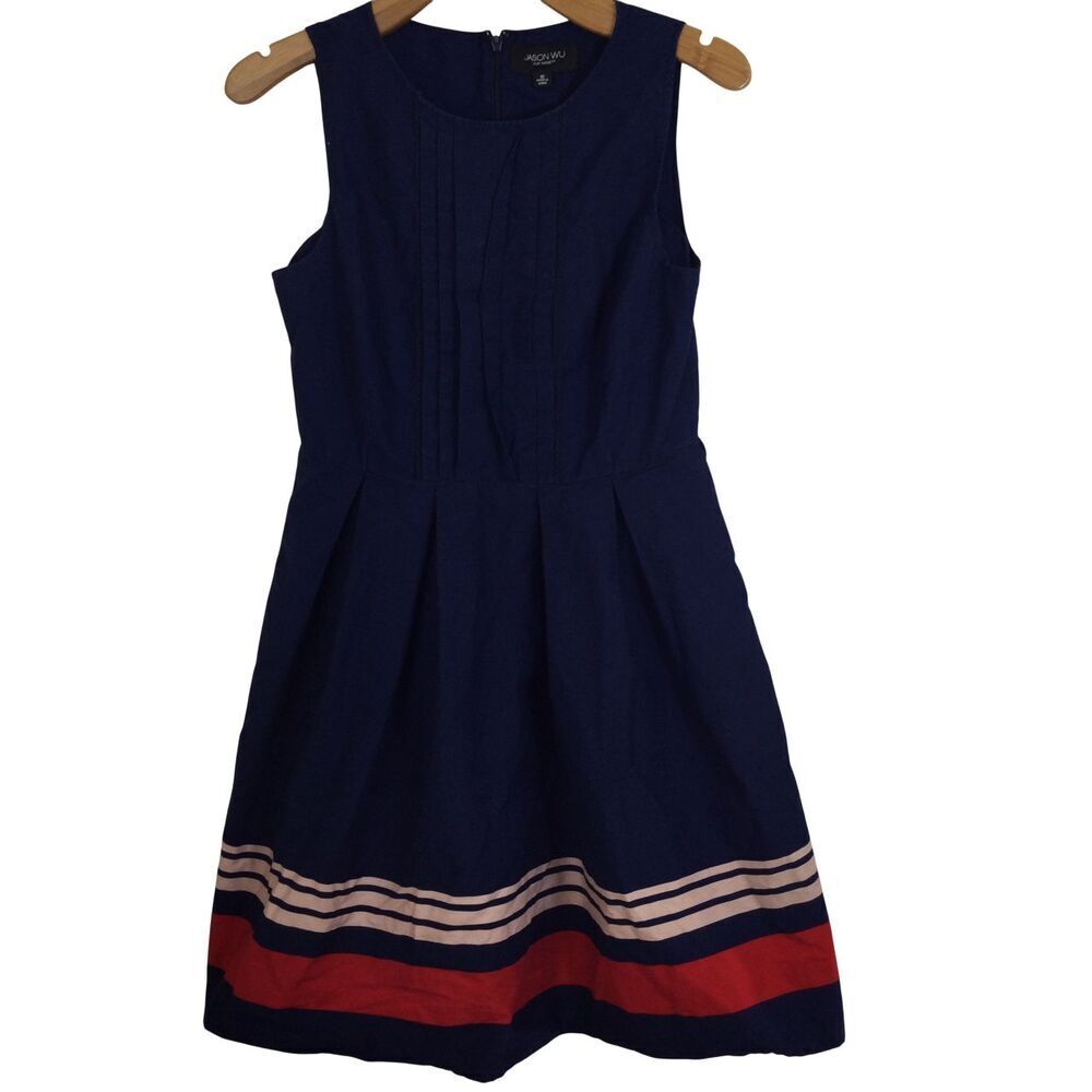 Jason Wu for Target Womens Fit & Flare Dress Blue w/Red Sleeveless Size 10